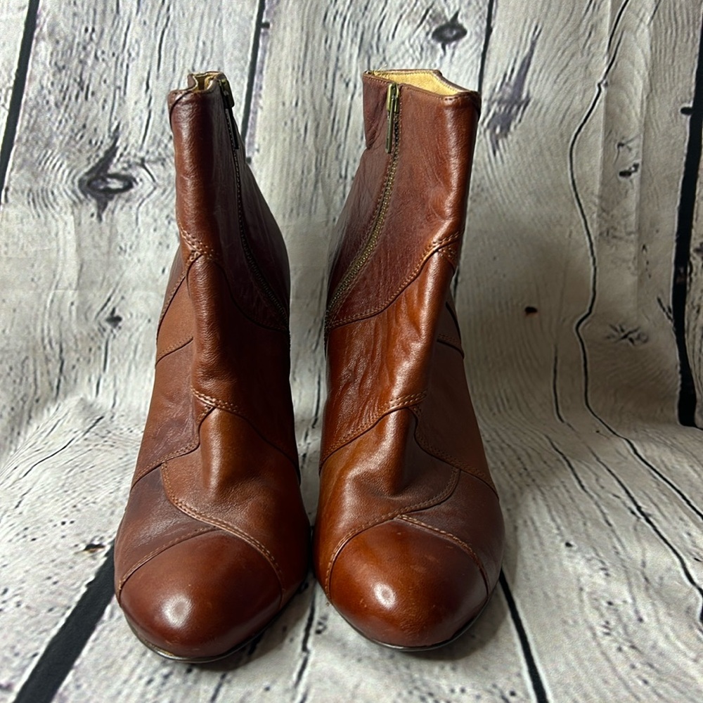 Frye Chestnut Leather Ankle Booties